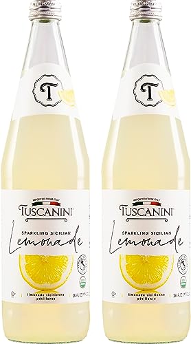 Tuscanini Premium Organic Sparkling Lemonade, 25.3oz (2 Pack) | Real Italian Lemon Soda - No Food Coloring or Artificial Flavors | Sparkling Party Drink | Product of Italy | Kosher