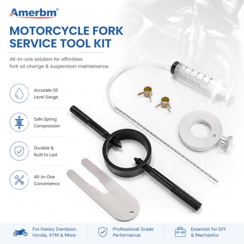 Image of Motorcycle Fork Service Tool Kit for Harley Davidson Honda KTM - Fork Oil Level Gauge, Fork Compressor Tool & Spring Compressor Tool for Oil Change Tools