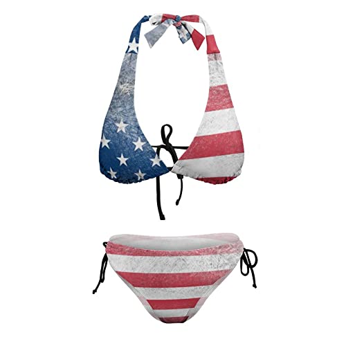 Image of Women's Bikini Swimsuits American Flag Bathing Suits for Women Two Piece Bikini