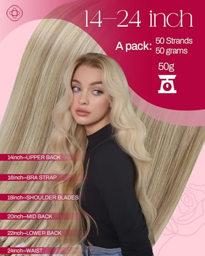 Image of Moresoo Micro Link Hair Extensions Human Hair, Dark Ash Blonde Highlight