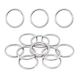 Swpeet 60Pcs Heavy Duty 5/4 Inch - 32mm Sliver Multi-Purpose Metal O Ring Metal Rings for Hardware Bags Ring Hand DIY Accessories Keychains Belts and Dog Leas (Sliver, 5/4 Inch)