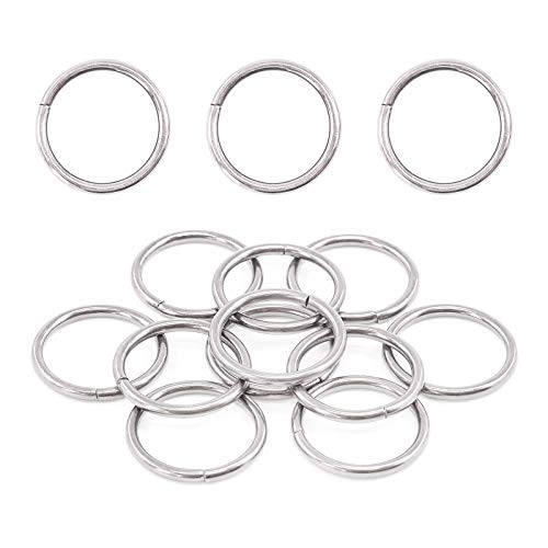 Swpeet 60Pcs Heavy Duty 5 4 Inch - 32mm Sliver Multi-Purpose Metal O Ring Metal Rings for Hardware Bags Ring Hand DIY Accessories Keychains Belts and Dog Leas (Sliver, 5 4 Inch)