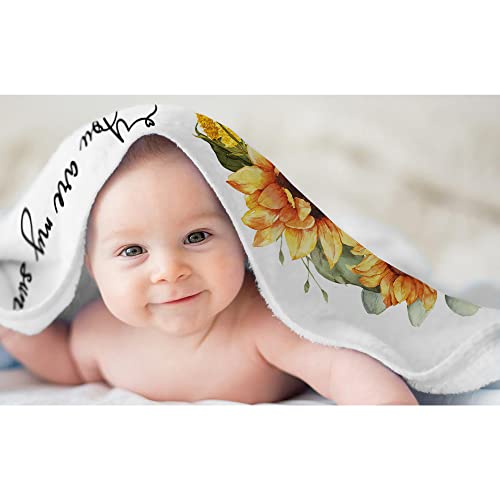 Fundich Baby Milestone Blanket For Baby Girl|Newborn Monthly Milestone Picture Blanket|Sunflower Nursery Decor|Baby Girl Photo Background Prop Blanket 45"X40" With Wreath And Headband #TOP4