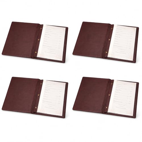 Image of NJ Restaurant Leather Menu Covers Holders screw fitting 9x12 inch Inches, Menu Presenters for Restaurants, Menu Holder: BROWN (4)