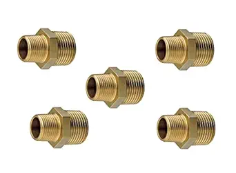 Meltec Brass Male to Male Hex Union Reducer, Adaptor, Connector for Air hose, Pipe line, Hydraulic systems, Gardening, Gas Lines, Plumbing (Pack of 2) (1/8