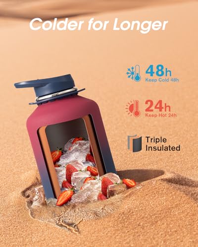 Image of Coolflask Half Gallon Water Bottle Insulated Stainless Steel with Strap