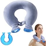 Wärmflasche Nacken, Premium Nacken Wärmflasche aus PVC für Nackenwärmflasche Nacken- Schulter & Rückenschmerzen Nackenwärmer Wärmflasches mit flauschigen (Dunstblau)