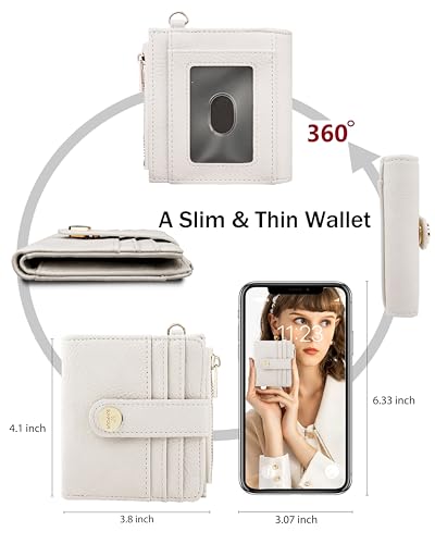 Image of Keychain Wallet Wristlet for Women,RFID Small Wallet | Wallet Wristlet with Zipper Coin Pocket,Vegan Leather Card Wallets for Women, 2 ID Window,Gift