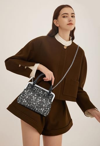 Image of GM LIKKIE Kiss Lock Purses and Handbags, Vintage PU Leather Clutch Purses for Women, Top Handle Evening Handbag