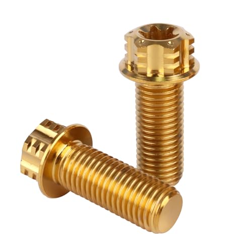 Image of 4Pcs Titanium Bolt Flange Torx Head M8 M10 x 20 25 30mm Screw Bolt for Motorcycle Car Modifications (Gold, M10x25mm Pitch 1.25)