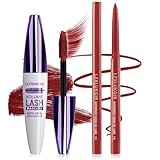 LZXLUKGIR Burgundy Mascara and Eyeliner Set,Natural Curling Red Mascara for Eyelashes,Volumizing Lengthening máscara de pestañas Waterproof,5D Colored Eye Makeup