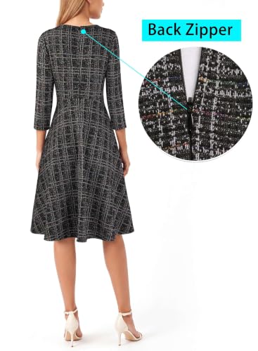 Image of VFSHOW Womens Work Business Office Front Zipper Slim Church A-Line Dress
