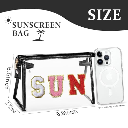 Image of COSHAYSOO Sunscreen Bag Clear Makeup Toiletry Pouch Beach Vacation Essentials for Women Teen Girls Trip Gifts Summer Pool Travel Must Have Accessories Waterproof Stuff