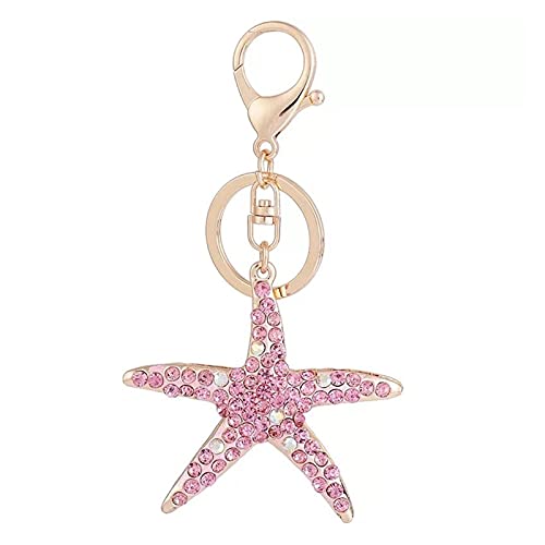 QUANQUAN Quani Cristal Starfish Key Ring Encantador Marino Starfish Coche Llavero Chica Bolsa Accesorios Llaveros Cover