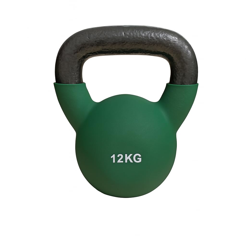 Neoprene Kettlebell 6โ24KG โ Cast Iron Color-Coded Weights for Strength, Cardio & Home Workouts โ FLG Fitness (12KG (Green))