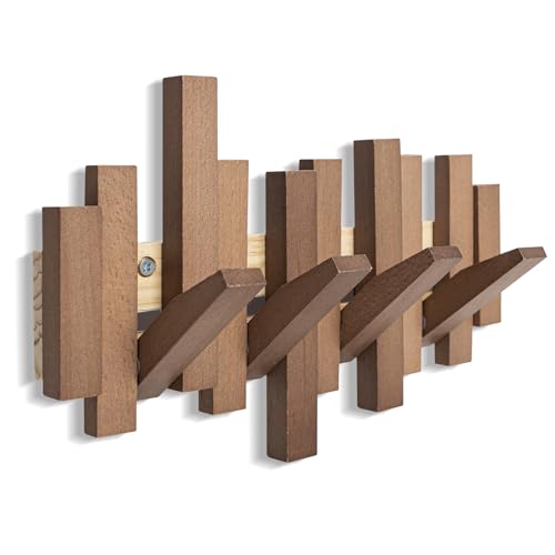 Muznote MUZ-COAT HOOK Rack Wall Mount, Wooden Wall Mounted Coat Hook, Towel Hooks, Hat Rack, Solid Beech Wood Wall Hook 4 Pegs cover