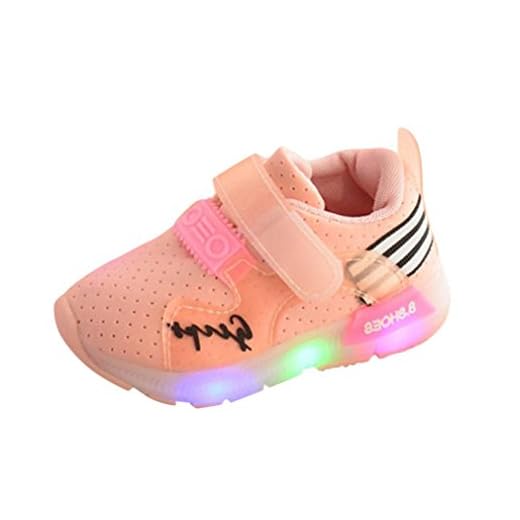 Zapatos Niña,JiaMeng Zapatilla de Deporte para Correr Zapatos de bebé para niñas Zapatos Luminosos LED para niños(Rosado,28)