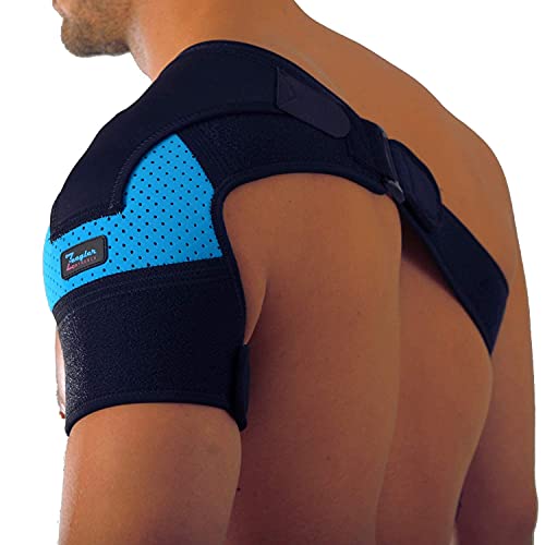 Shoulder Brace For Women And Men - Support For Torn Rotator Cuff, Ac Joint Pain Relief And Dislocated Shoulder. Compression Sleeve, Arm Immobilizer Wrap, Ice Pocket, Stability Strap + Free Extension (Left-Right) #TOP5