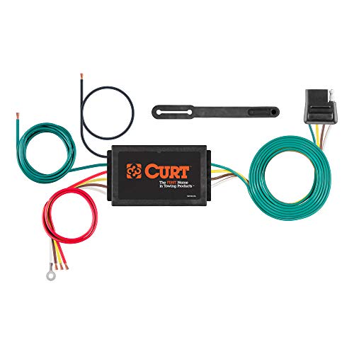 CURT 56146 Powered 3-to-2-Wire Splice-in Trailer Tail Light Converter, 4-Pin Wiring Harness