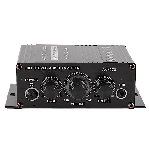 Akozon - Stereo-Verstärker 12 V, Auto-Stereo-Audio-Verstärker, Auto-Audio-Subwoofer-Verstärker, Tragbarer Mini-Verstärker mit Klarer Klangqualität für Auto, Motorrad, Zuhause (AK270) - -7%