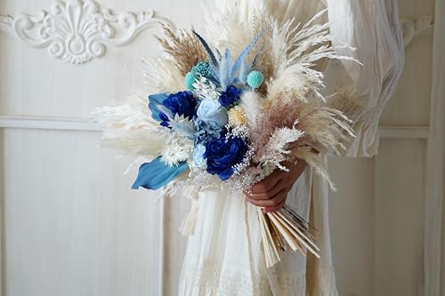 Ramo de Pasto Florido Seco Azul para Bodas y Eventos miniatura 4