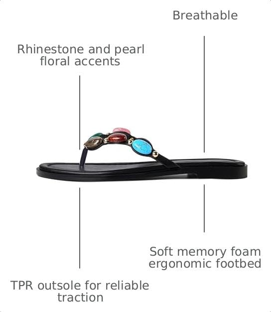 Image of DREAMSTORY Womens Beaded Flip Flops Beach Jeweled Thong Sandals