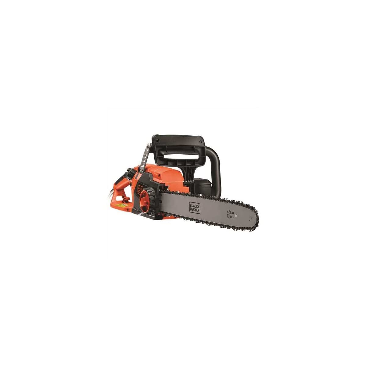 BLACK+DECKER Cs2245-Qs Motosega Elettrica Lunghezza Barra E Capacità Di Taglio 45 Cm, Doppia Impugnatura 2200 W, Arancione Nero, ‎28 X 53.2 X 25 Cm, 6 Kg