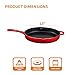 Bruntmor 12-Inch Enameled Cast Iron Skillet - Pre-Seasoned Frying Pan for Cooking, Grilling, and Baking - Smooth Nonstick Cast Iron Pan - Oven Safe and Durable Cookware for Versatile Use - Red