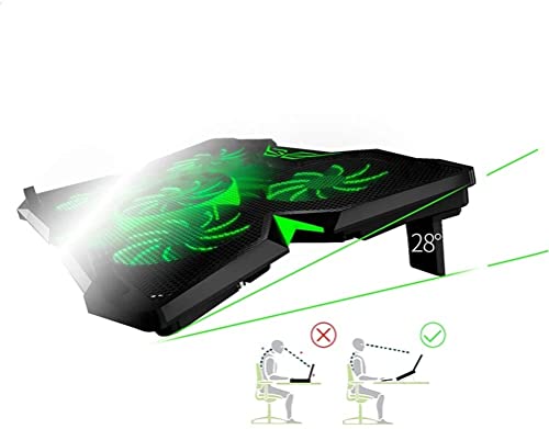 Base refrigeradora para laptop con 5 ventiladores, soporte refrigerador para portátiles de 12 a 17 pulgadas, con 2 puertos USB 2.0 y velocidad del viento ajustable miniatura 3