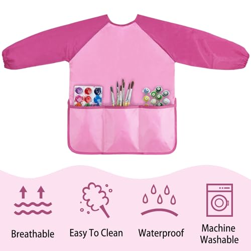 Kopokita Kids Art Smock, Kids Painting Apron, Waterproof Children Artist Smock With Long Sleeve With 3 Pockets For Toddlers Age 2-6 thumb #3