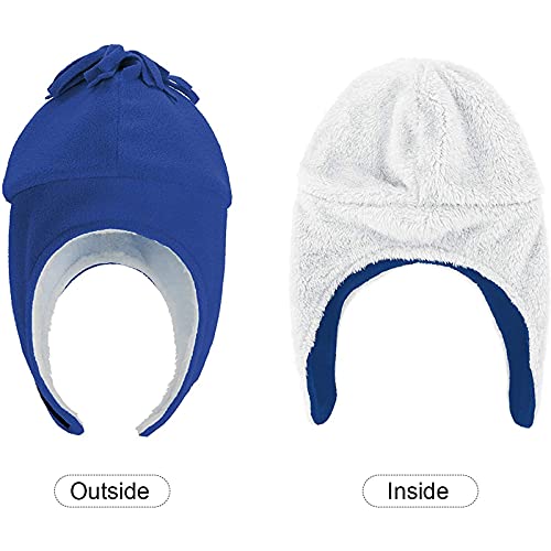 Century Star Baby Fleece Hat Warm Earflap Toddler Boys Winter Hat And Mitten Set 01 Royal Blue 1-2T #TOP4