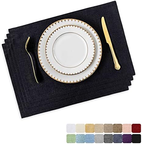 Home Brilliant Light Beige Rectangle Placemats 33 X 48 CM, Dining Table Mats Set of 4 Washable, Solid White Place Mats Table Protector, 13x19 Inch, 4 Pcs, Cream