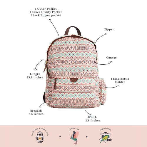 Image of TEAL BY CHUMBAK Laptop Backpack for Women, Stylish Canvas Bag for College, Office, School and Travel, Fits 15-Inch Laptop, Lightweight and Durable with Organizer