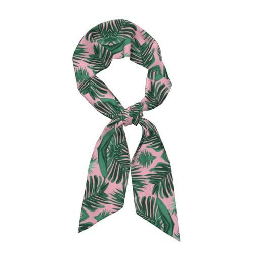 green palm tree leaves pink Picture Women's Fashion Scarf - Head Hair Accessories Versatile Scarf for Women Valentine's Day and Mother's Day, Black, One Size