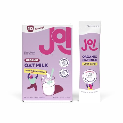 Instant Organic Oat Milk Powder, Unsweetened 10ct Carton by JOI - Dairy Free, Plant Based, Kosher, Shelf-Stable. Perfect for Smoothies, Protein Shakes, Overnight Oats. Tastes like Oats. Single Serve. - Thumbnail 3