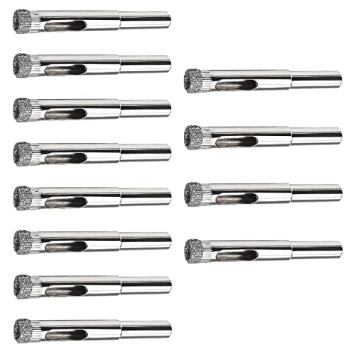 Hegebeck Diamond Drill Bit, 8mm Dia Diamond Hole Saw Hollow Core Drill Bits, Glass Drill Bit Hole Saw Tile Cutter for Bottles, Pots, Marble, Granite Stone Cutting 12 Pcs