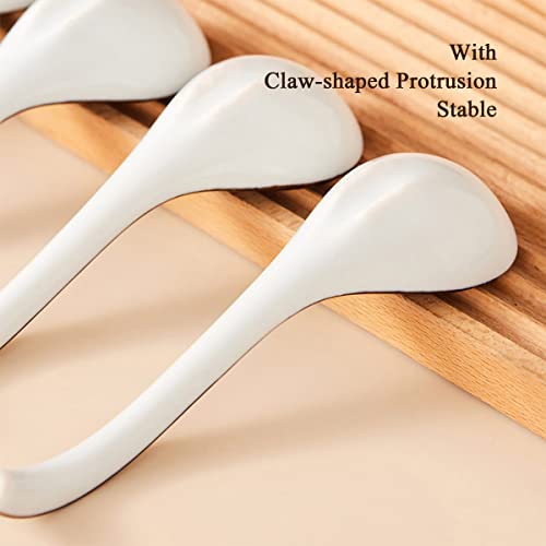 Ceramic Soup Spoons Sets Of 4,Asian Soup Spoons,Long Ramen Spoons,Japanese Soup Spoons For Pho,Wonton,Noodles,Chinese Ceramic Rice Spoons,4Pcs #TOP7