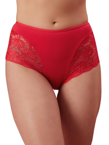 Image of Clovia Women's Cotton High Waist Hipster Panty with Lace Inserts