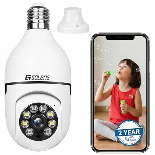 Image of Golens WC10K 1296P WiFi E27 Bulb CCTV Security Camera, 360 PTZ, AI Human Detection & Auto Tracking, Full Color Night Vision, 5X Zoom, Two-Way Audio, Motion Alerts