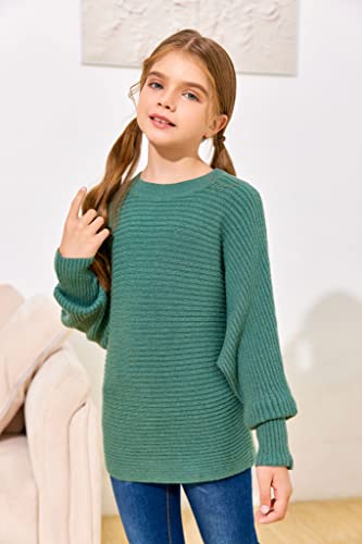 Image of Mafulus Girl's Oversized Turtleneck Fall Sweaters Kids Batwing Long Sleeve Slouchy Chunky Cute Pullover Jumper Shirts 5-14T