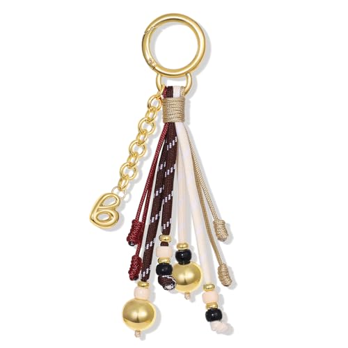 KissYan Initial Bag Charm for Women, Rope Purse Key Charms, Brown, Letter B