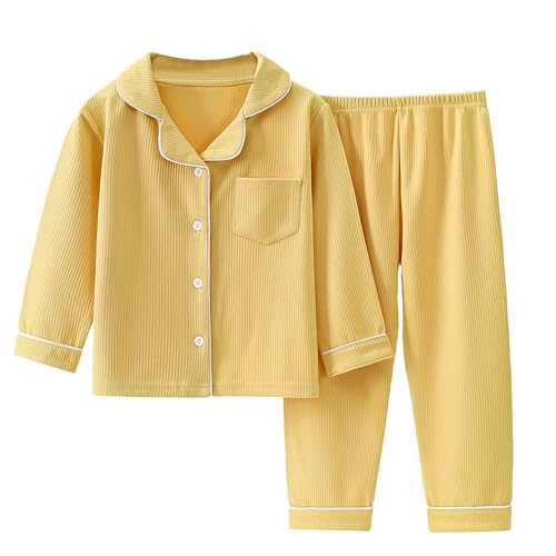 Girls Boys Fleece Pa𝗷amas Set Soft Button-Down Tops Pants Slee𝗽wear P𝗝s for Toddlers Teens Comfy Long Loun𝗴e Clothes