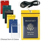 Zipper Passport Holder w Lanyard - Plastic - Yellow Back - SPCR1596ZIPS-Y-1