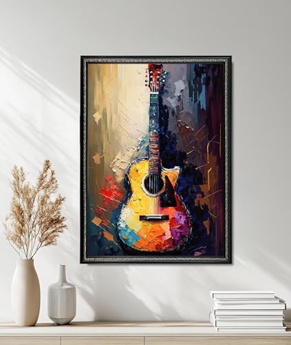 Toile guitare abstraite grand tableau pour habiller un mur vide