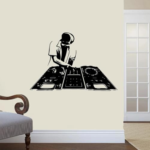LHGBGBLN Pegatina de pared autoadhesiva creativa con diseño de DJ y música para decoración de habitaciones bar sala de música hogar fiesta arte