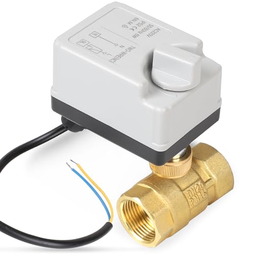 SWAWIS 2 Wege Motorkugelhahn mit Manueller Funktion, DN20 3/4 Zoll AC220V Zonenventil Kugelventil Elektrisch 2 Drähte Ventil Wasserventil Elektrisch Motorventil
