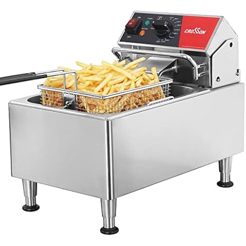 CROSSON ETL Listed 13Lbs Electric Deep Fryer Countertop with Easy-assembling Solid Basket,Removeable Oil Container for Restaurant Home Use-120V,1800W Commercial Deep Fryer Cover
