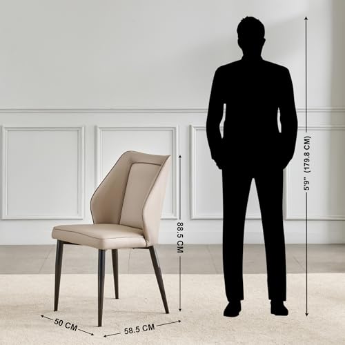 Image of Home Centre | Marcello | Metal | Dining Chairs | Beige | Set of 2 | 1 Year Warranty