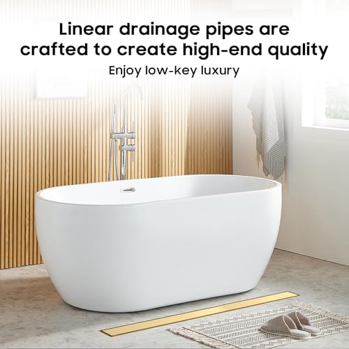 Image of DLONE Linear Shower Drain - 84 Inch Brushed Gold, with Tile Insert Panel