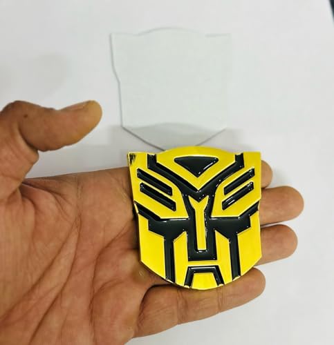 Image of Emblems for Car & Bike Metal Lo.go and Grill Me.tal Lo.go, Auto Accessories for Car Emblem 3D Badge Auto Racing Sport Sticker Grand Tourer Decal. (Small Golden Black TRANSFORMERR Logo)